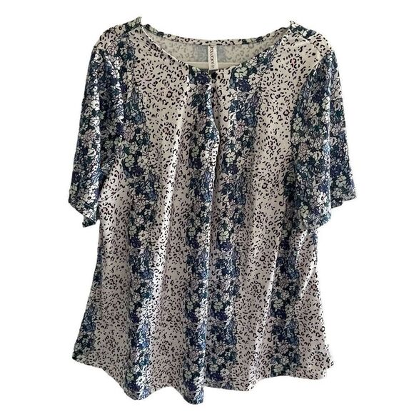 2 New Zolucky Blue Floral Summer Blouse Tops Women’s Plus Size 1X Set NWT - Picture 7 of 10